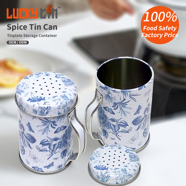 Manufacturers Custom Tinplate Products Storage Container Cylindrical Shape Metal Box Small Tin Can Spice Packaging With Handle