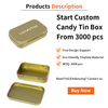 OEM Wholesale Custom Rectangle Metal Can Empty Candy Tins With Logo Tinplate Storage Container