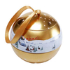 Custom Luxury Metal Tin Spherical Chocolate Packaging Box Gift Candy Christmas Balls With Ribbon