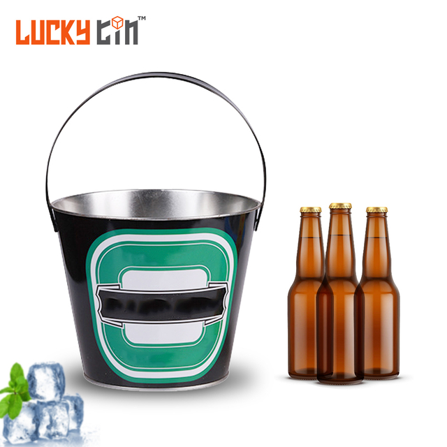 Factory Custom Tinplate Barrel Recyclable Metal Ice Pail Food Grade Beer Bucket Tin for Beer