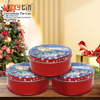 Fashion Design Custom Tinplate Box Can Round Shape Metal Jar Packaging Christmas Tin Containers With Lids for Storing Biskuit