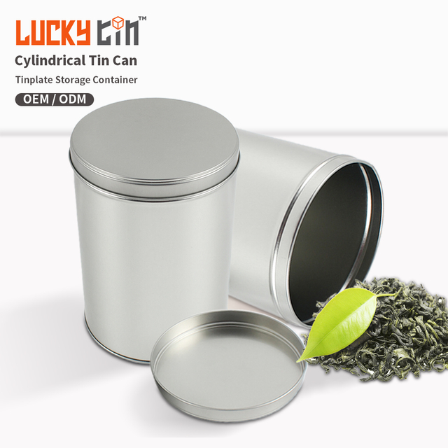 New Design Custom Tinplate Container Empty Food Grade Metal Cans Tea Packaging Cylinder Box for Tea