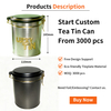 Factory Custom Cylindrical Sealed Tinplate Storage Container Food Safe 16oz Metal Tin for Tea Tin Tea Canisters