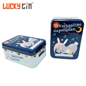 Luckytin Factory Custom Tinplate Storage Box Rectangular Tin Can Child Easter Gift Music Tin for Card