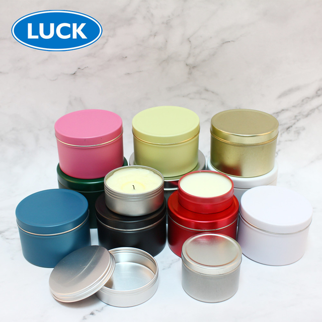 Custom Printing Empty Aluminium Jar Food Grade Metal Packaging Containe Tin Can Small Round Scented Candle Tin With Lid