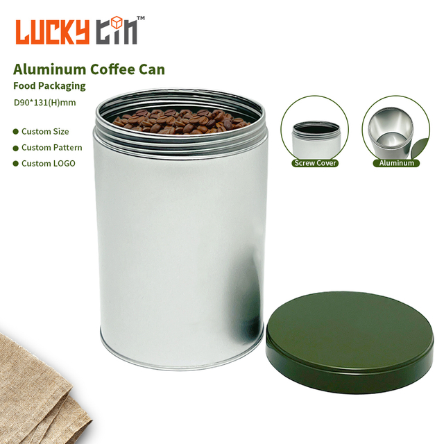 Custom Logo Metal Storage Container Cylinder Tin Box Luxury Coffee Tea Aluminum Can For Coffee With Screw Lid