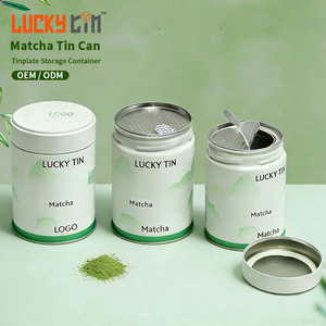 OEM ODM Wholesale Design Tinplate Storage Container Cylinder Customized Green Metal Can Empty Matcha Tin 20g