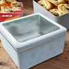 OEM ODM Custom Print Tinplate Storage Container Square Plaid Window Biscuit Metal Case Christmas Cookie Box Tin For Cookie