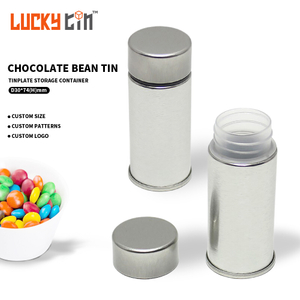 Luckytin Factory Custom Food Packaging Tinplate Tube Cylinder Metal Box Screw Lid Pearl Chocolate Tin Can For Chocolate Stick