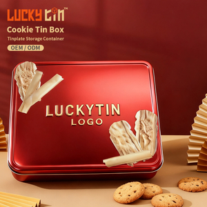 Cans Factory Tinplate Storage Container Rectangle Shape Biscuit Metal Can Empty Embossing Customized Cookie Tin Box for Cookies
