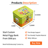 Factory Custom Tinplate Open Money Box Rectangle Metal Coin Storage Container Hinge Kids Tin Piggy Bank With Lock