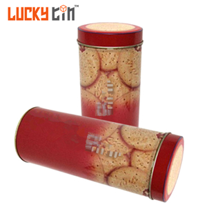 Factory Custom Tinplate Packaging Can Cylinder Shape Metal Box Food Grade Empty Biscuit Tin For Biscuit