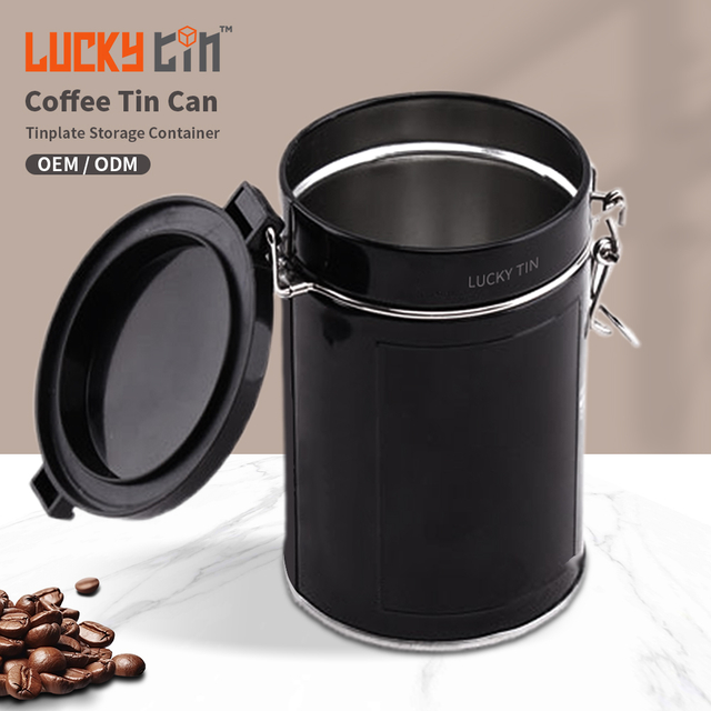 Custom Design Luxury Tinplate Canisters Empty Cylinder Coffee Bean Metal Box Container Sealed Coffee Tin Packaging for Coffee