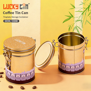 Manufacturers Custom Golden Tinplate Box Packaging Cylinder Coffee Beans Tin Container Free Samples Metal Coffee Can With Valve