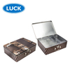 Custom Printing Tinplate Suitcase Packing Rectangular Metal Handle Case Transparent PVC Cosmetic Tin Box