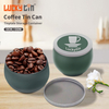 Custom Printing Tinplate Jar Storage Container Drum Shaped Metal Box Empty Coffee Bean Tin Can Package For Coffee