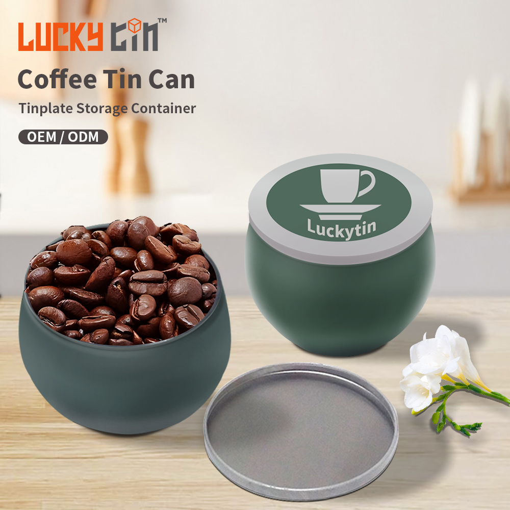 Custom Printing Tinplate Jar Storage Container Drum Shaped Metal Box Empty Coffee Bean Tin Can Package For Coffee