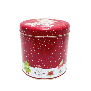 Factory Custom Food Grade Christmas Tins Empty Storage Round Tin Box Large Size Tin Can for Food