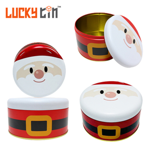 Popular Custom Printing Tinplate Storage Container Recyclable Round Metal Box Cookies Candy Chocolate Tin Can For Christmas