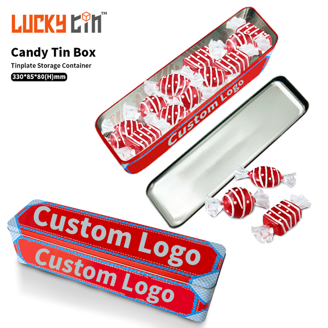 Custom Logo Tinplate Storage Container Rectangle Metal Sugar Can Food Grade Empty Candy Tin Box For Sweet