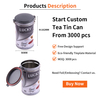 Fashion Design Custom Round Tinplate Matte Black Gold Stamping 250g Metal Packaging Tea Tin With Metal Seal