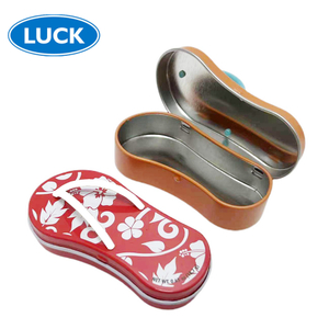 Factory Custom Irregular Mint Tin Box Slippers Shape Small Tin Case Candy Chocolate Mini Tin Can With Hinged