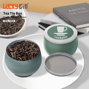 Custom Printing Exclusive Tinplate Storage Container Drum Shaped Mini Metal Box Empty Green Decorative Bulk Tea Tin For Tea