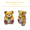 Custom Printing Tinplate Storage Container Bear Shape Metal Can/Box Empty Christmas Tin Case For Christmas