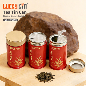 High Grade Design Tinplate Canister Packaging Red Chinese Tea Metal Box Screw Lid Tea Tin Custom Print With Freshness Cover
