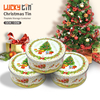 Popular Custom Printing Tinplate Can Storage Container Green Round Shape Tinbox Empty Tin Christmas Boxes for Food Packaging