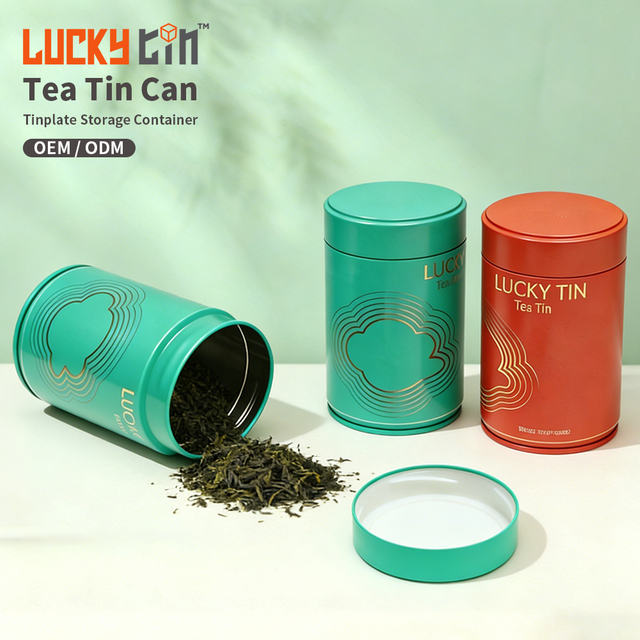 High Quality Custom Red Chinese Tea Tinplate Container Cylinder Shape Metal Can Packaging Screw Cover Empty Tea Tins