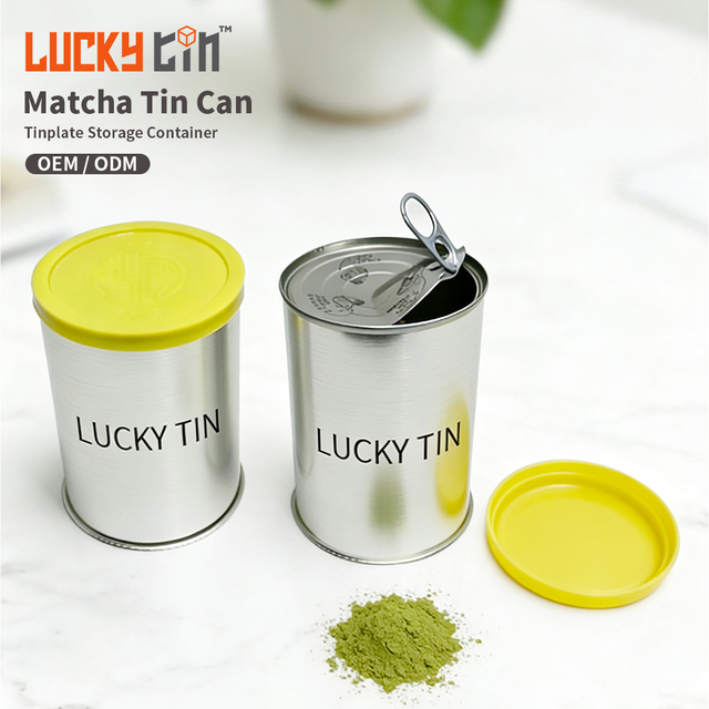 Factory Price Custom Food Grade Tinplate Storage Container Cylinder Metal Can Packaging Premium Matcha Tin With Pull Ring