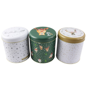 Factory Custom Christmas Tin Round Shape Metal Box Packaging Empty Popcorn Tins Can