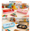 Custom Tinplate School Stationary Case Packaging Flat Rectangular Metal Case 2 Tier Slim Pencil Metal Tin Box With Layers