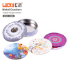 Luckytin Custom Printing Tinplate Coaster High Level Wood Tin Can Set Bar Metal Coasters Round for Drinks Blank Metal