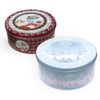 Customized Design Tinplate Storage Packaging Round Reuseable Cracker Metal Can Food Safety Large Size Tin Christmas Cake Box