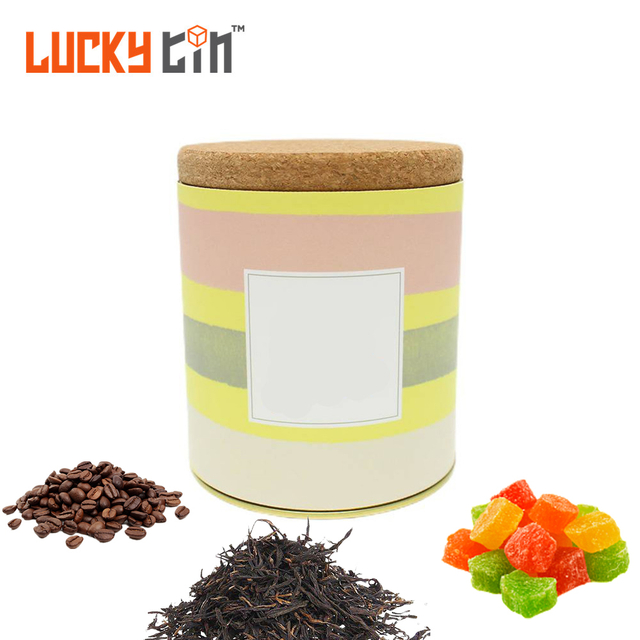 Factory Custom Tinplate Packaging Cylinder Metal Box Food Grade Tin Can For Food With Wooden Lid