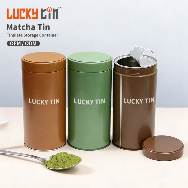 Wholesale Custom Matcha Powder Tinplate Can Airtight Ceremonial Grade Metal Packaging High Level Matcha Tin Can