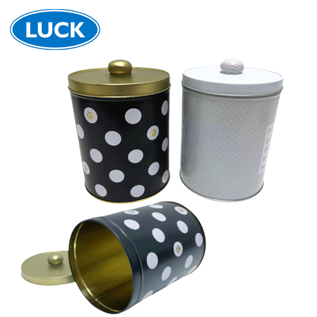 Wholesale Custom Tin Can Packaging Empty Food Grade Cylinder Shape Tin Box Metal Pet Food Container With Lid