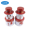 Wholesale Custom Three Floors Christmas Tin Container Snowman Shaped Metal Can Packaging Gift Food Grade Tin Box