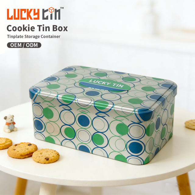 Customized Design Tinplate Assorted Biscuits Packaging Rectangular Sublimation Large Metal Bulk Cookie Tins With Arab Designed