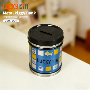 OEM ODM Mint Tinplate Box Coins Storage Container Cylinder Shape Money Saving Tin High Quality Custom Can Metal Piggy Bank