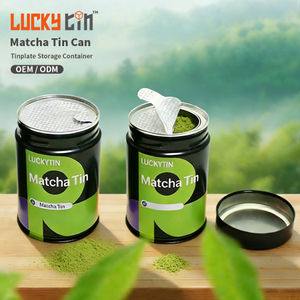 Wholesale Custom Matcha Powder Can Tinplate Cylinder Box Matcha Tea Metal Container Food Grade Tin Matcha Packaging