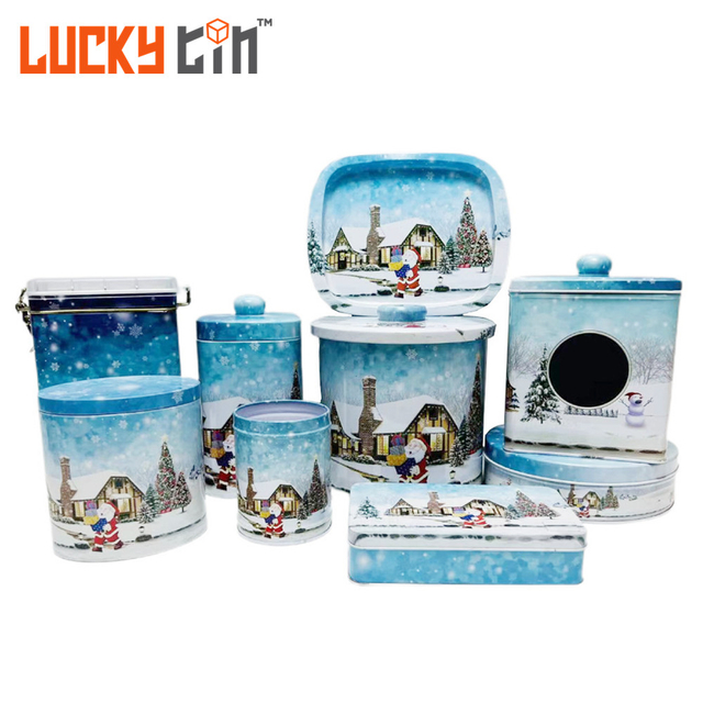 Factory Custom Design Tinplate Storage Container Christmas Set Metal Can Food Grade Packaging Tin Box