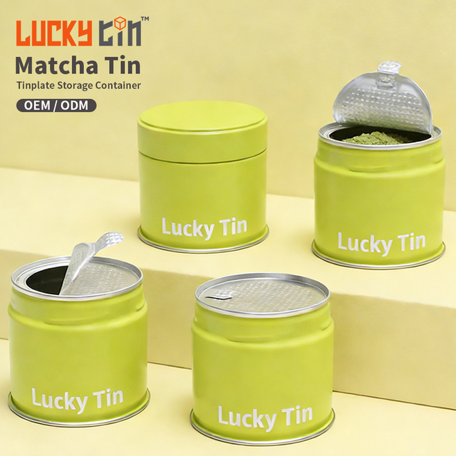 Factory Direct Deal Custom Airtight Matcha Tea Tinplate Packaging 30g Metal Storage Container Empty Matcha Tin for Matcha