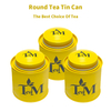 Wholesale Custom Tinplate Storage Container Round Shape Airtight Metal Box Packaging Yellow Best Tea Tin Can With Double Lid