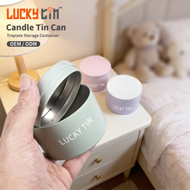 Source Factory Custom Tinplate Storage Container Round Shape Metal Packaging Mini Empty Colorful Candle Tin Can for Candle