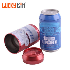 Factory Custom Tinplate Decorated Packaging Container Beverage Can Shape Storage Metal Box Easy Open Tin Can