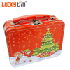 Factory Custom Tinplate Box Rectangle Small Metal Lunch Box Christmas Tin Lunch Box With Handle