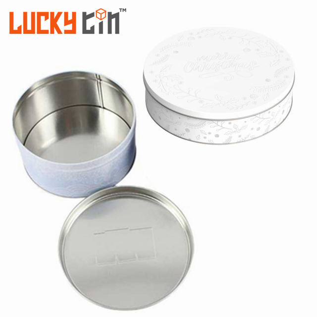 Factory Custom Tinplate Storage Container Large Round Metal Box Empty Tin Can for Cake Cookie